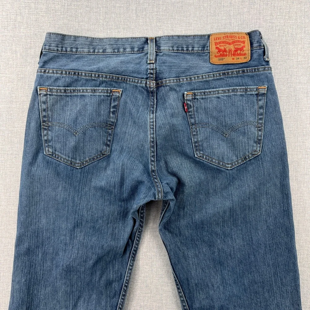 Levis 569 Loose Straight Jeans Men 34x32 (fit 36x31) Medium Wash Y2K Skate Denim